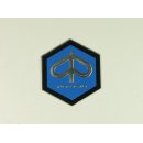 Emblem PIAGGIO 6-Eck 49x43/Aluminium/blau/kleben/Kaskade...
