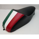 Monositzbank schwarz/Keder grau "Tricolore Italy" für Vespa 50 Special/R/50-125/PV/ET3
