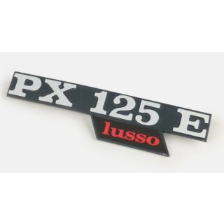 Schriftzug "PX 125 E Lusso" Seitenhaube links für Vespa PX125 E Lusso/EFL/Arcobaleno