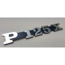 Schriftzug P125X schwarz/alu Seitenhaube für Vespa P125X