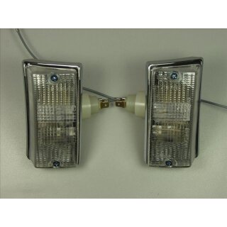 Blinker Kit BOSATTA vorne/links/rechts/weiss/Chromgehäuse für Vespa PX80-200/PE/Lusso/T5 Classic