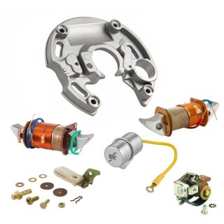 Set Zündspulen, Unterbrecher, Kondensator und Zündgrundplatte 6V/15W, verstärkte Lichtspule für Vespa 50 R 2° /Special V5B1T 2°/V5B3T ohne Bremslicht